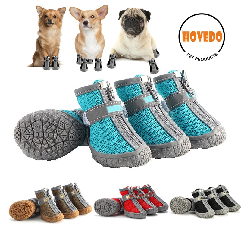 4Pcs/Set Waterproof Summer Dog Shoes Anti-Slip Rain Boots Footwear Protector Breathable for Small Cats Puppy Dogs Socks Booties