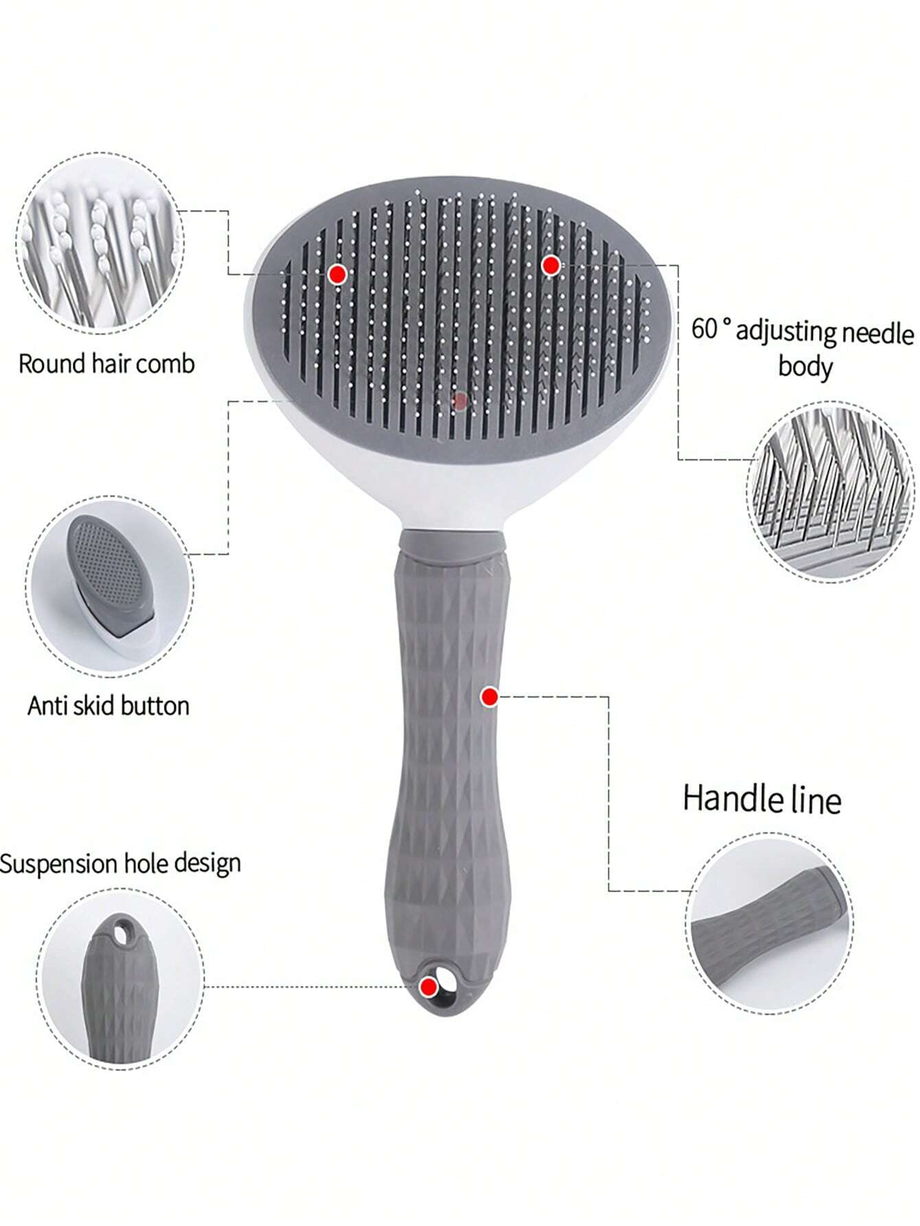 Pet Grooming Kit with Automatic Cleaning Brush, Shedding Tool, and Dematting Comb