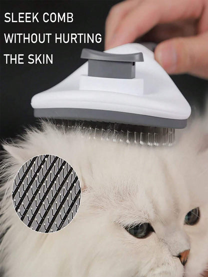 Pet Grooming Kit with Automatic Cleaning Brush, Shedding Tool, and Dematting Comb