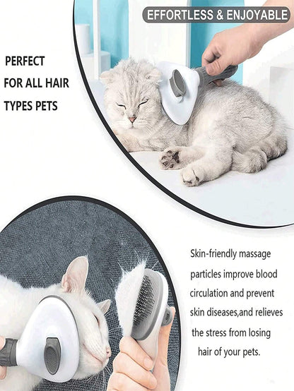 Pet Grooming Kit with Automatic Cleaning Brush, Shedding Tool, and Dematting Comb