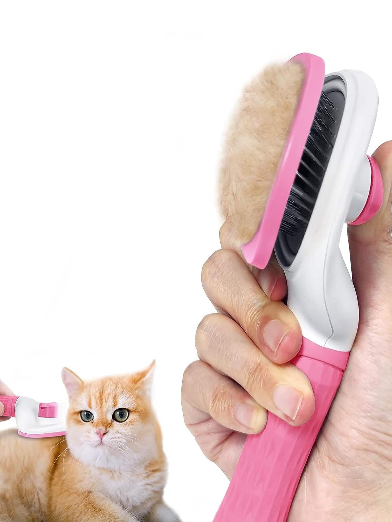 Pet Grooming Kit with Automatic Cleaning Brush, Shedding Tool, and Dematting Comb