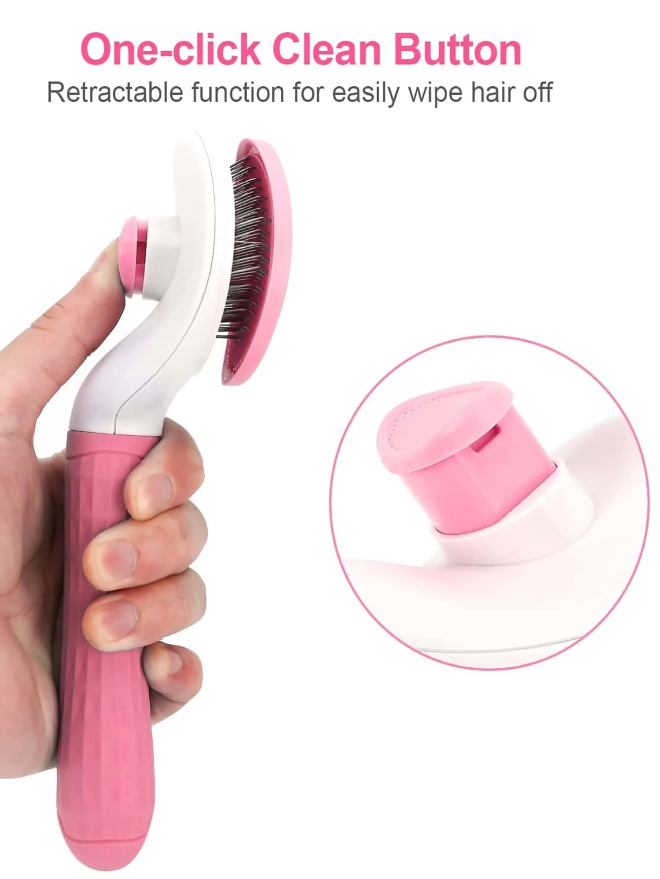 Pet Grooming Kit with Automatic Cleaning Brush, Shedding Tool, and Dematting Comb