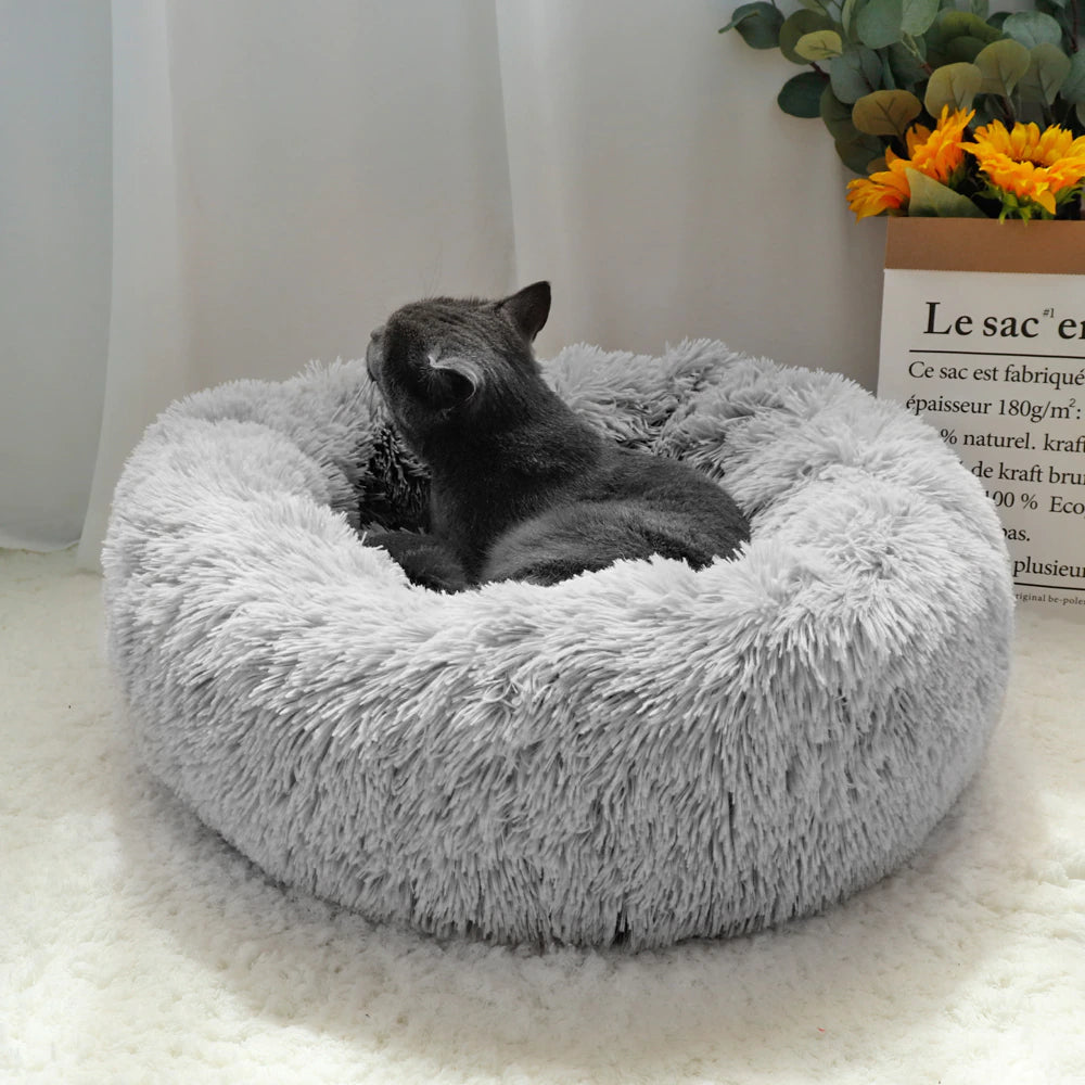 Pet Dog Bed Warm Fleece round Dog Kennel House Long Plush Winter Pets Dog Beds for Medium Large Dogs Cats Soft Sofa Cushion Mats