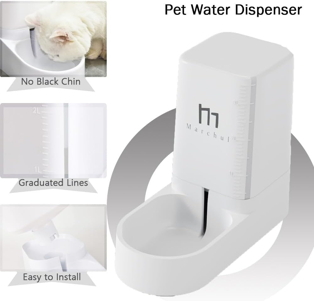 Cat Dog Feeder and Waterer Pet Self-Dispensing, Cat Food Dispenser, Automatic Cat Feeders, Outdoor Sun Protection Design Gravity Food Feeder and Waterer Set (Feeder+Waterer)