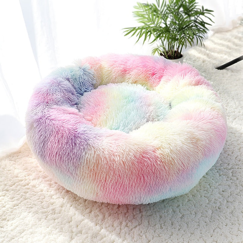 Pet Dog Bed Warm Fleece round Dog Kennel House Long Plush Winter Pets Dog Beds for Medium Large Dogs Cats Soft Sofa Cushion Mats