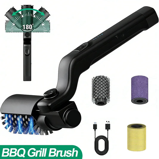 Electric BBQ Grill Brush with 3-Speed Settings and Adjustable 180° Head, Rechargeable Grill Cleaner