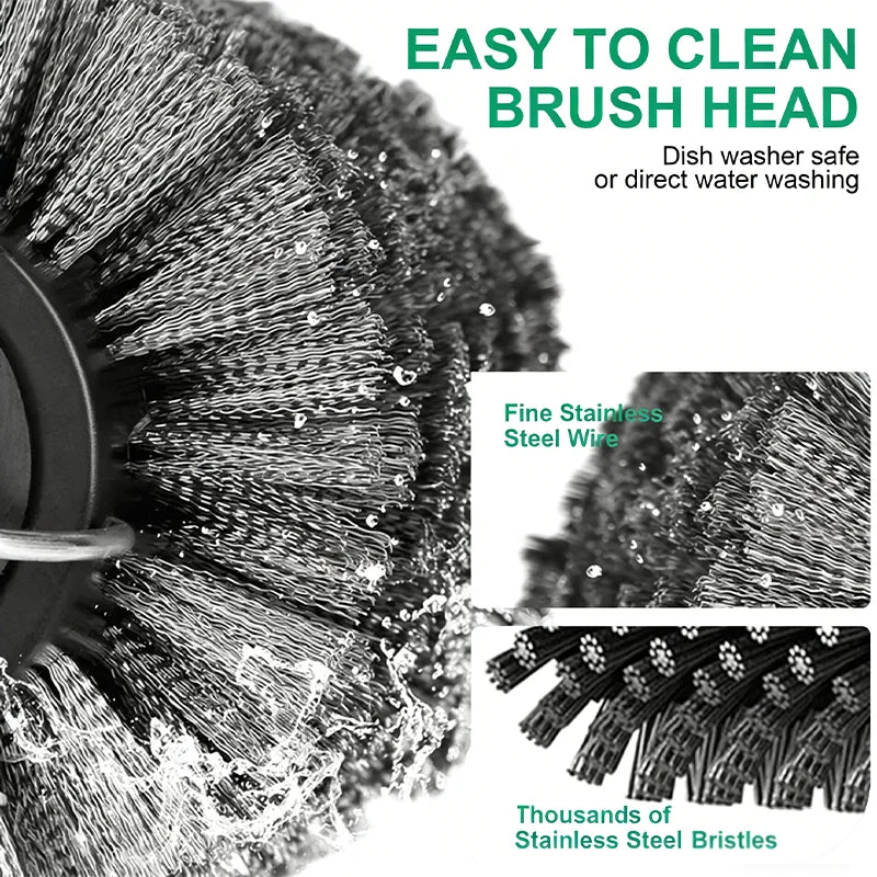 Electric BBQ Grill Brush with 3-Speed Settings and Adjustable 180° Head, Rechargeable Grill Cleaner