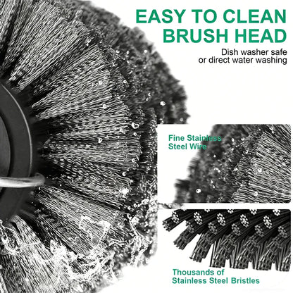 Electric BBQ Grill Brush with 3-Speed Settings and Adjustable 180° Head, Rechargeable Grill Cleaner