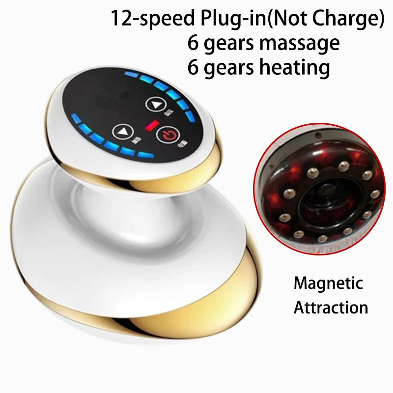 Rechargeable Electric Body Massager with Vacuum Cupping and Heat Compact Handheld Massage Tool