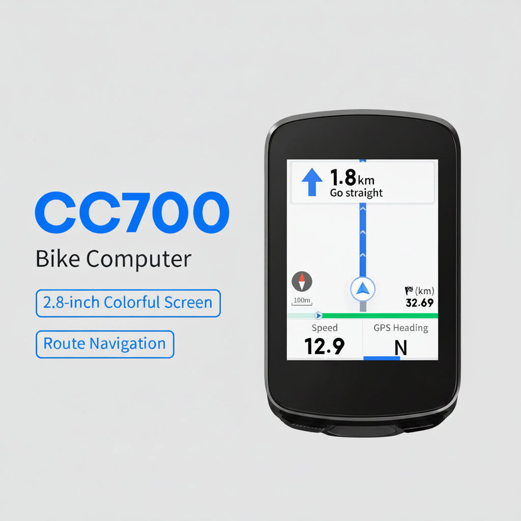 Wireless GPS Bike Computer 2.8 Inch Display Cycling Speedometer with Route Navigation WiFi ANT+