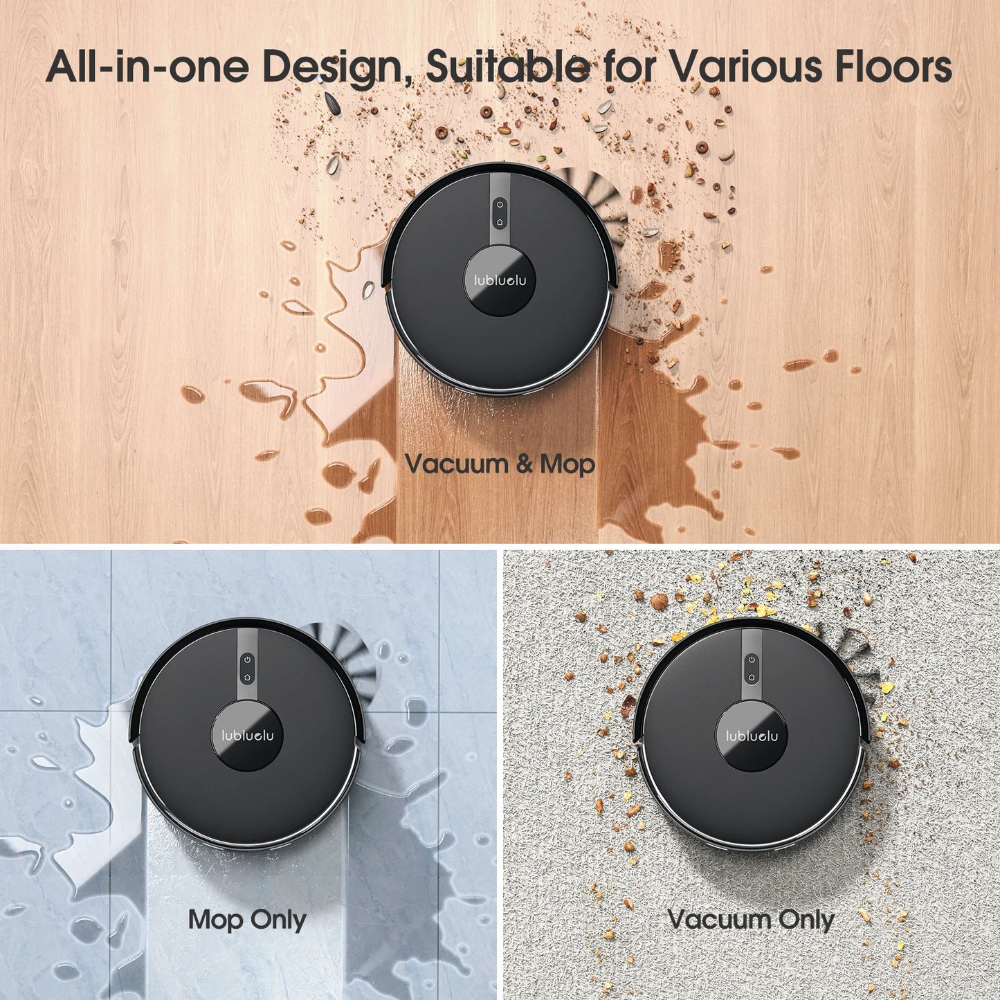 Robot Vacuum and Mop Cleaner with Smart Mapping 7500Pa Suction App Control and 180 Min Runtime