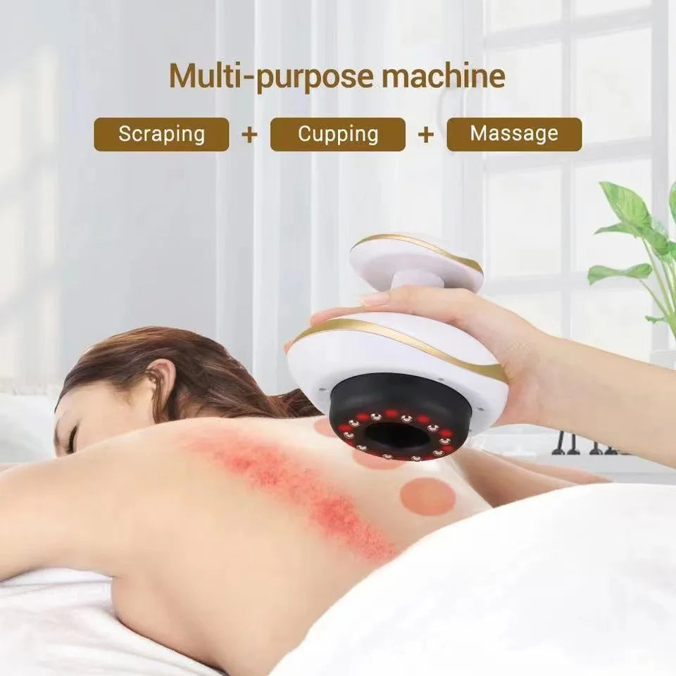 Rechargeable Electric Body Massager with Vacuum Cupping and Heat Compact Handheld Massage Tool