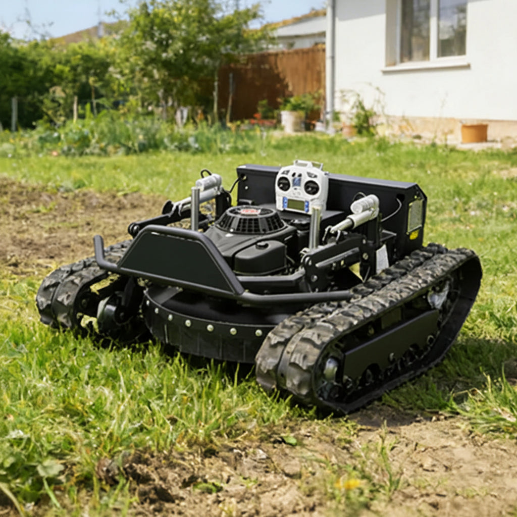 All Terrain Robotic Lawn Mower with Remote Control and Heavy Duty Rubber Tracks