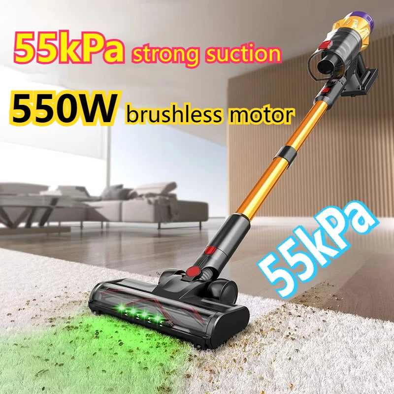 Cordless Handheld Vacuum Cleaner 550W 55kPa with Smart Display 3 Power Modes and Removable Battery