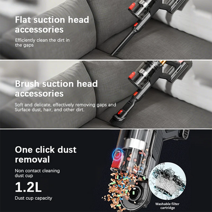 Cordless Handheld Vacuum Cleaner 550W 55kPa with Smart Display 3 Power Modes and Removable Battery