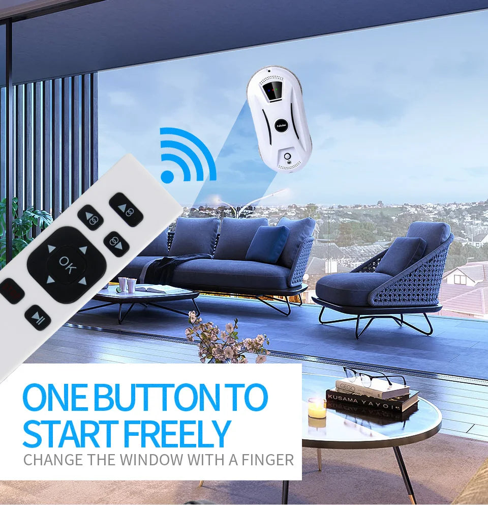 Automatic Window Cleaning Robot Ultra Thin Glass Cleaner with Remote Control Safety Rope and Wipes