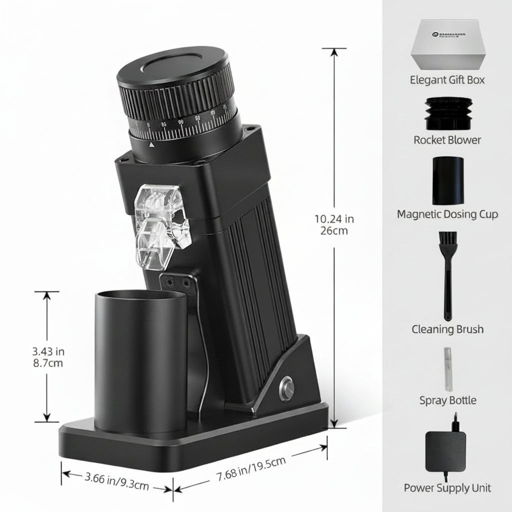 Electric Burr Coffee Grinder 55mm Conical Stepless Adjustment for Espresso and Coffee Beans