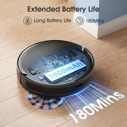 Robot Vacuum and Mop Cleaner with Smart Mapping 7500Pa Suction App Control and 180 Min Runtime