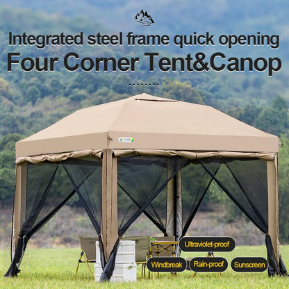 10x10ft Pop Up Canopy Gazebo Tent with 4 Sidewalls Portable Outdoor Event Shelter Steel Frame