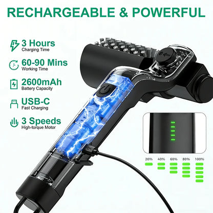 Electric BBQ Grill Brush with 3-Speed Settings and Adjustable 180° Head, Rechargeable Grill Cleaner