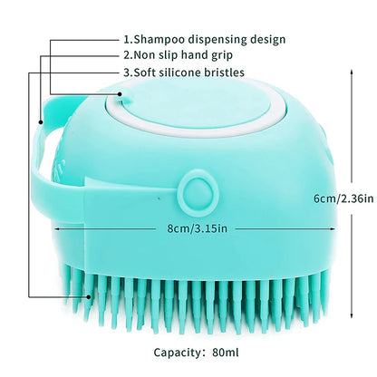 Silicone Dog Cat Shower Brush Pet Shampoo Dispenser Massager Bath Brush Bathroom Puppy Washing Grooming Brush Dog Accessories